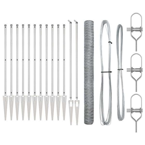 vidaXL Stĺp na plot. Strieborn&aacute; 25 x 1,6 m (36 mm sieťka) Oceľ