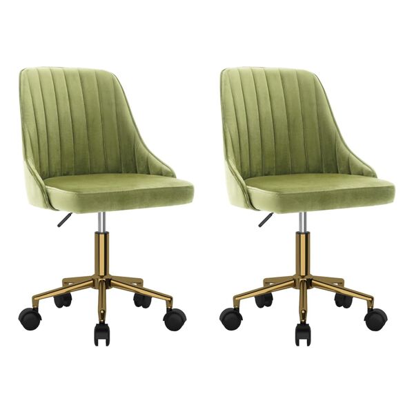 vidaXL Otočn&eacute; jed&aacute;lensk&eacute; stoličky 2 ks bledozelen&eacute; zamatov&eacute;