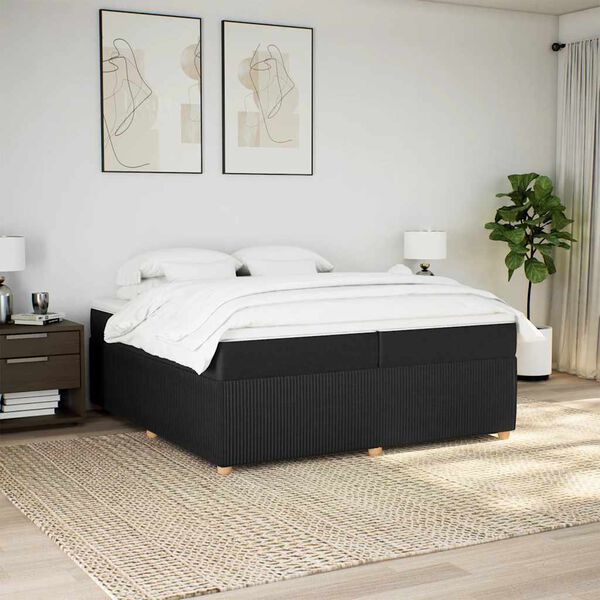 vidaXL Boxspring posteľ s matracom čierna 200x200 cm l&aacute;tka