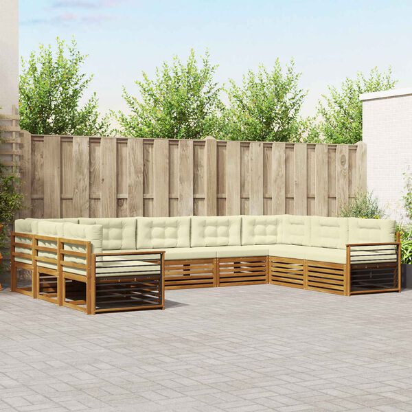 vidaXL S&uacute;pravy pohoviek 9 pcs Pr&iacute;rodn&aacute; a kr&eacute;mov&aacute; Pevn&eacute; ak&aacute;ciov&eacute; drevo