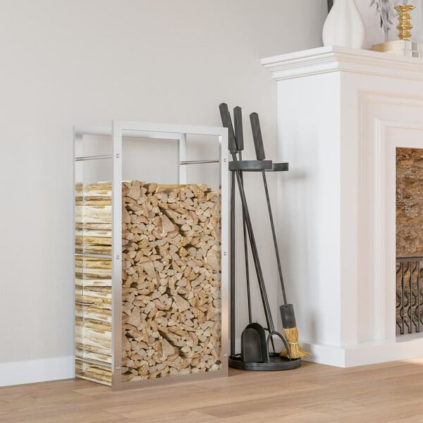 vidaXL Stojan na krbov&eacute; drevo 80x28x154 cm nehrdzavej&uacute;ca oceľ