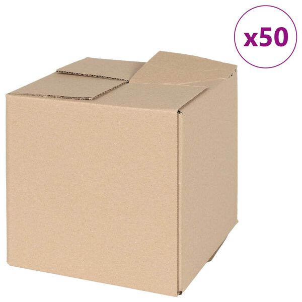 vidaXL Skladac&iacute; box s &uacute;ložiskom 50 pcs Pr&iacute;rodn&aacute; 20 x 20 x 20 cm Kart&oacute;n