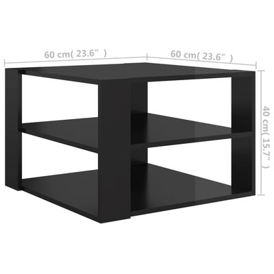 vidaXL Konferenčný stolík lesklý čierny 60x60x40 cm drevotrieska