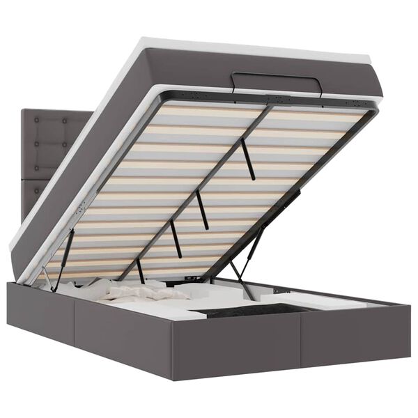 vidaXL Osmansk&yacute; r&aacute;m postele s matracom siv&aacute; 120x190 cm umel&aacute; koža