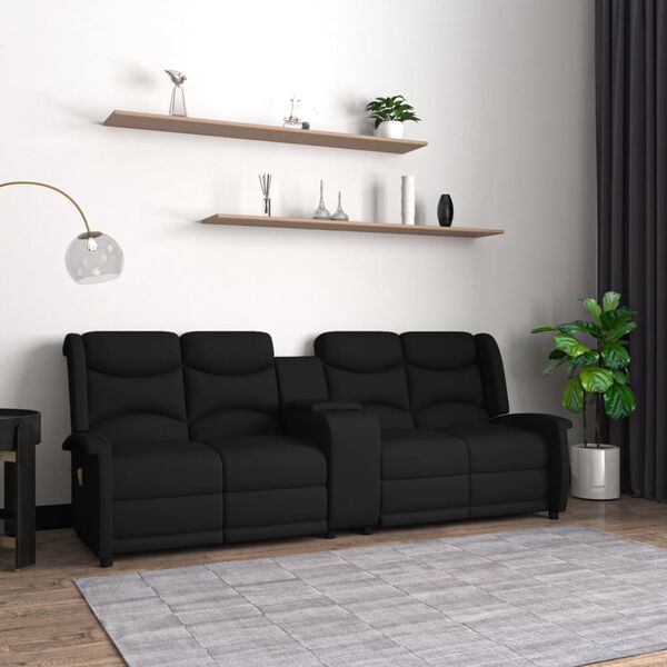 vidaXL 4-miestne sklápacie masážne kreslo+držiak na poháre, čierne