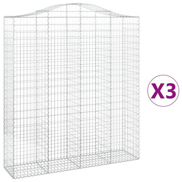 vidaXL Obl&uacute;kov&yacute; gabionov&yacute; k&ocirc;&scaron; 3 ks 200x50x220/240cm pozinkovan&eacute; železo