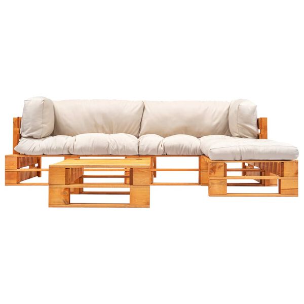 vidaXL 4-dielna z&aacute;hradn&aacute; s&uacute;prava z paliet, pieskov&eacute; podložky, drevo