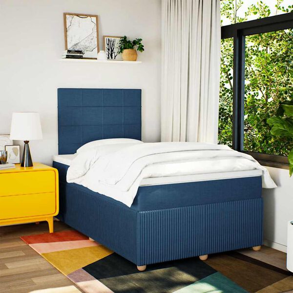 vidaXL Boxspring posteľ s matracom modr&aacute; 120x200 cm l&aacute;tka