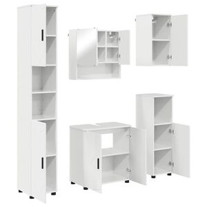 vidaXL Sada k&uacute;peľňov&eacute;ho n&aacute;bytku N&aacute;stenn&yacute; 5 pcs Vysok&yacute; lesk bielej
