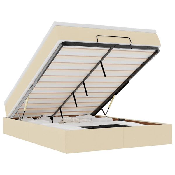 vidaXL Osmanská posteľ s matracom krémová 140x200 cm látka