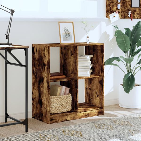 vidaXL Knižnica dymový dub 68,5x32x75 cm kompozitné drevo