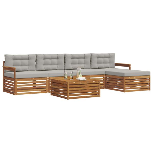 vidaXL Z&aacute;hradn&aacute; s&uacute;prava gaučov s vank&uacute;&scaron;om 6 pcs Pr&iacute;rodn&aacute; a svetlosiv&aacute;