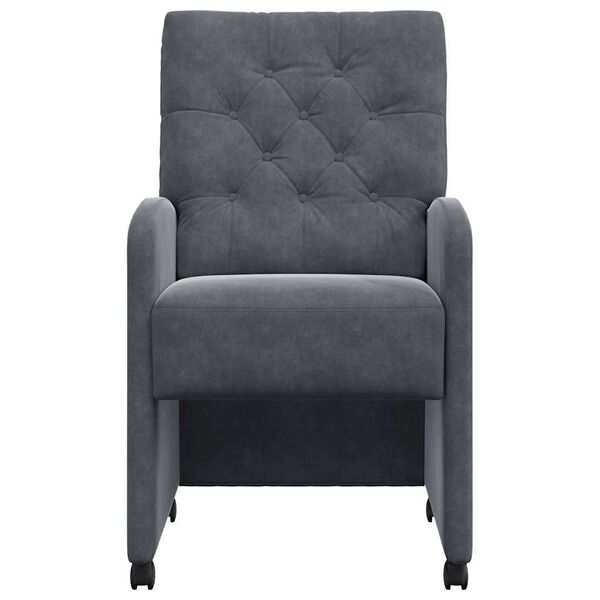 vidaXL Jed&aacute;lensk&eacute; stoličky na kolieskach 2 pcs Tmavo &scaron;ed&aacute; Zamat