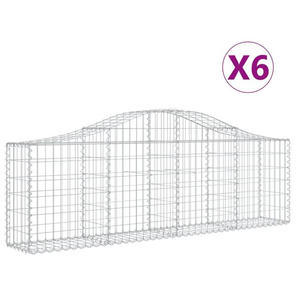 vidaXL Obl&uacute;kov&yacute; gabionov&yacute; k&ocirc;&scaron; 6 ks 200x30x60/80 cm pozinkovan&eacute; železo