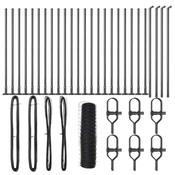 vidaXL Stĺp na plot. Siv&aacute; 50 x 0,5 m (36 mm pletivo) Ocel a PVC