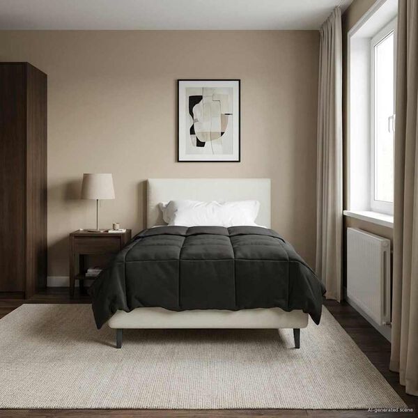 vidaXL Letn&aacute; prikr&yacute;vka &Scaron;nurovan&yacute; Antracit 135 x 200 cm Mikrovl&aacute;kno