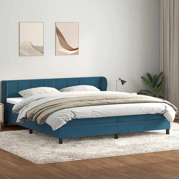 vidaXL Box Spring Posteľ s matracmi Tmavomodr&aacute; 180x210 cm Zamat