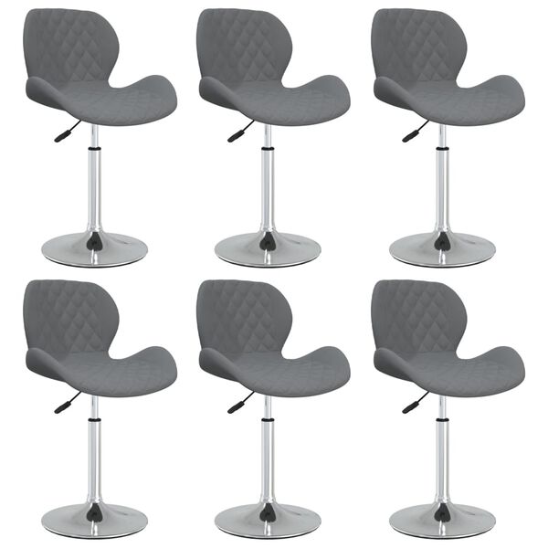 vidaXL Otočn&eacute; jed&aacute;lensk&eacute; stoličky 6 ks tmavo&scaron;ed&eacute; zamat