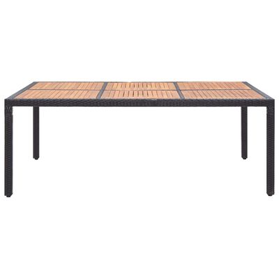 vidaXL Záhradný stôl, čierny 200x150x74 cm, polyratan a akáciové drevo