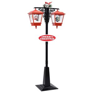 vidaXL Vianočn&aacute; pouličn&aacute; lampa so Santom čierno-červen&aacute; 81x40x188 cm PVC