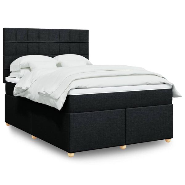 vidaXL Posteľn&yacute; r&aacute;m boxspring s matracom čierny 160x200 cm l&aacute;tka