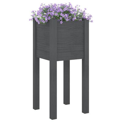 vidaXL Záhradný kvetináč sivý 31x31x70 cm borovicový masív