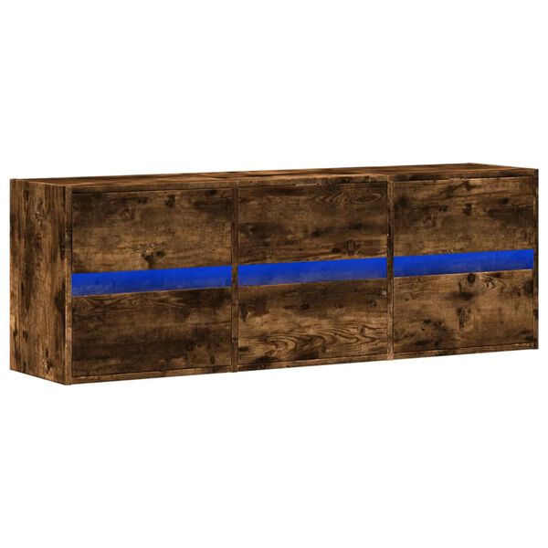 vidaXL TV nástenná skrinka s LED svetlami dymový dub 130x31x45 cm