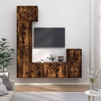 vidaXL 5-dielna súprava TV skriniek dymový dub spracované drevo
