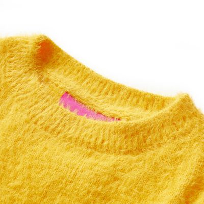 Detský pletený sveter tmavá okrová farba 92