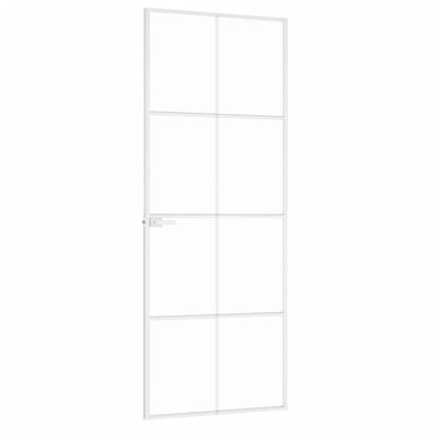 vidaXL Interiérové dvere biele 76x201,5 cm tvrdené sklo a hliník úzke