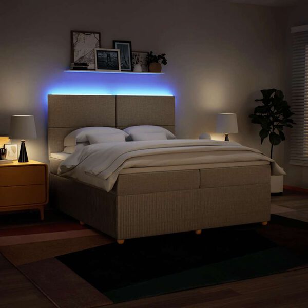 vidaXL Boxspring posteľ s matracom kr&eacute;mov&aacute; 200x200 cm l&aacute;tka