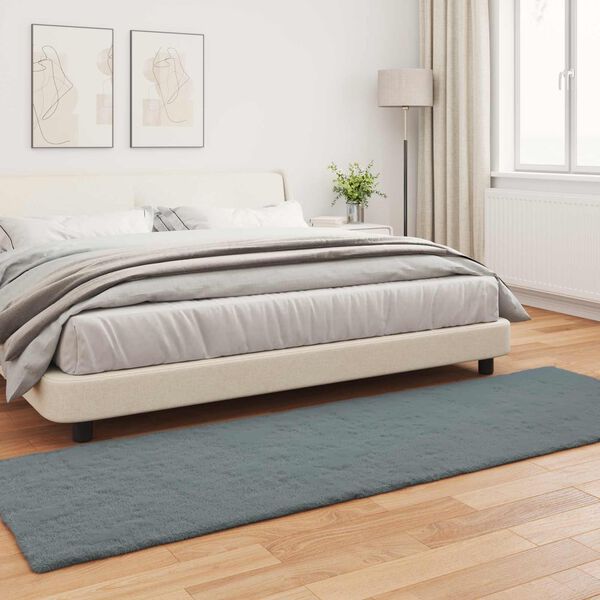 vidaXL Koberec z umelej kr&aacute;likovej kožu&scaron;iny Olite Antracit 80 x 250 cm