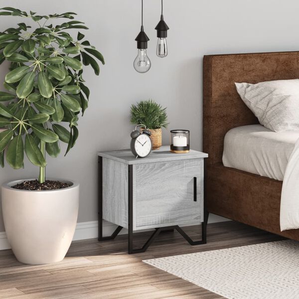 vidaXL Nočn&yacute; stol&iacute;k siv&yacute; sonoma 40x30x40 cm kompozitn&eacute; drevo