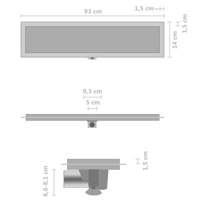 vidaXL Sprchový odtok s krytom 2 v 1 93x14 cm nehrdzavejúca oceľ