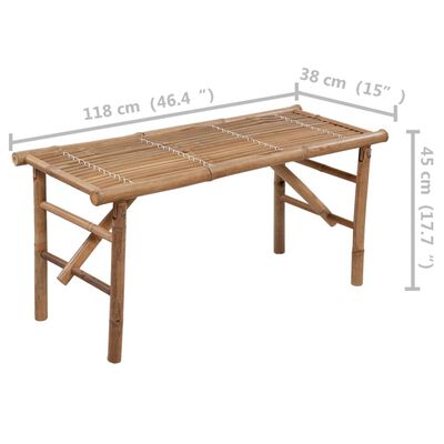 vidaXL Skladacia záhradná lavička s podložkou 118 cm bambus