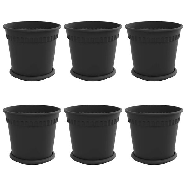 vidaXL Kvetin&aacute;če 6 pcs Čierna &Oslash; 19 x 16 cm Plast