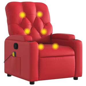 vidaXL Skl&aacute;pacie mas&aacute;žne kreslo červen&eacute; umel&aacute; koža