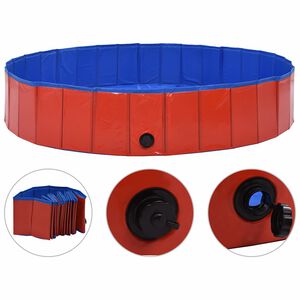 vidaXL Skladac&iacute; baz&eacute;n pre psov červen&aacute; 160x30 cm PVC