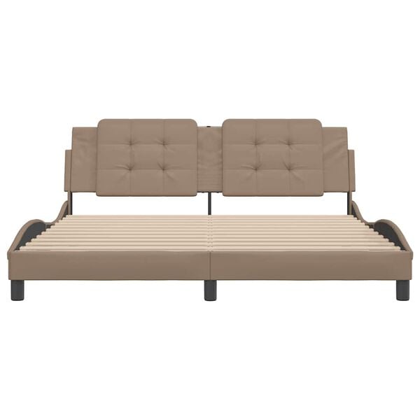 vidaXL R&aacute;m postele bez matraca Zadar kapuč&iacute;nov&yacute; 180x200 cm umel&aacute; koža