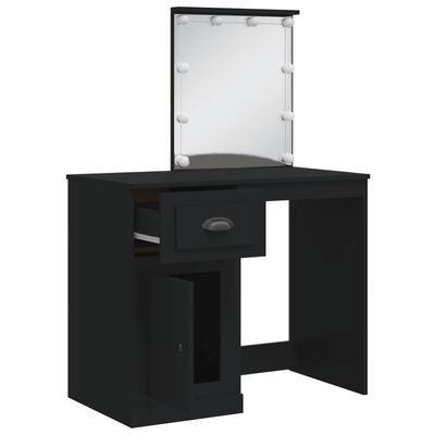 vidaXL Toaletný stolík s LED svetlami čierny 90x42x132,5 cm