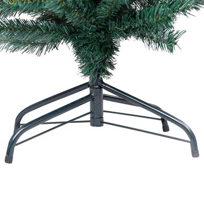 vidaXL Úzky osvetlený umelý vianočný stromček+stojan, zelený 180cm PVC