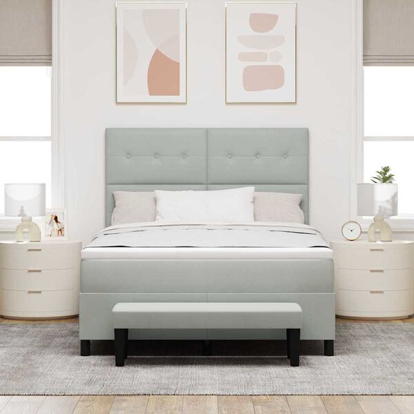 vidaXL Posteľ s pružinov&yacute;m r&aacute;mom Svetlosiv&aacute; 160 x 200 cm Zamat