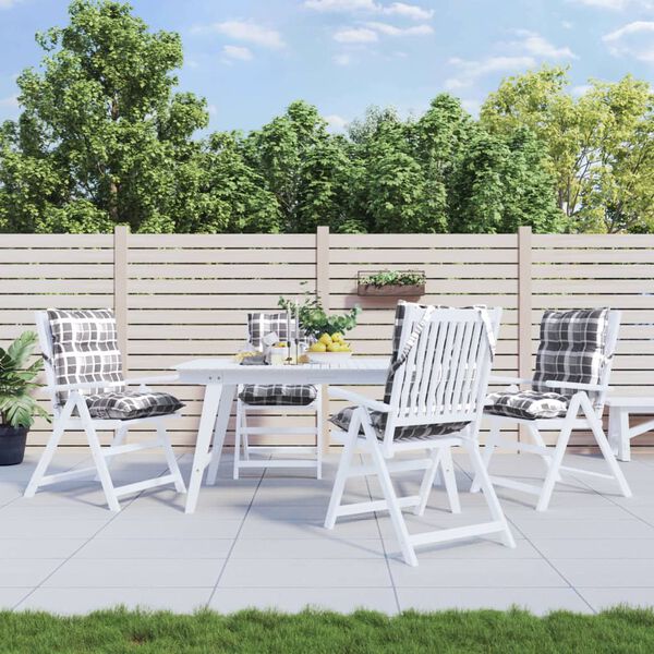 vidaXL Podložky na stoličky n&iacute;zke operadlo 4 ks siv&eacute; kockov&eacute; l&aacute;tka