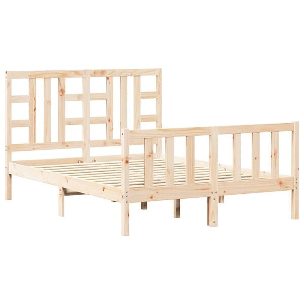 vidaXL Posteľn&yacute; r&aacute;m s čelom dvojl&ocirc;žko mas&iacute;vne drevo