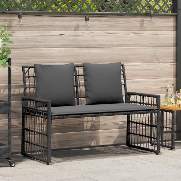 vidaXL Vonkaj&scaron;ia lavička Čierna a tmavo&scaron;ed&aacute; 116 x 55 x 82 cm