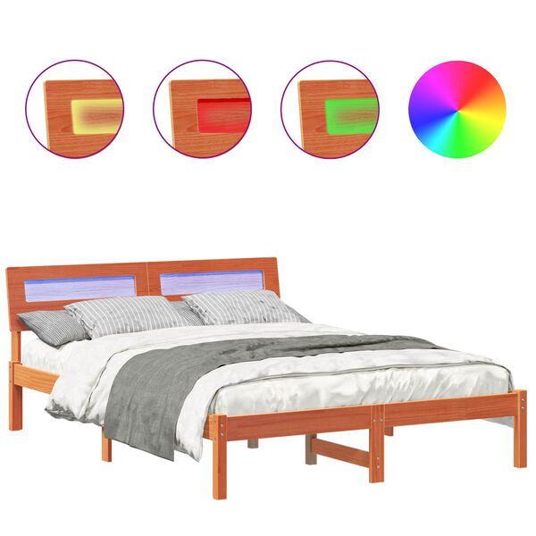 vidaXL R&aacute;m postele Včel&iacute; hned&yacute; 120 x 190 cm Mas&iacute;vne borovicov&eacute; drevo