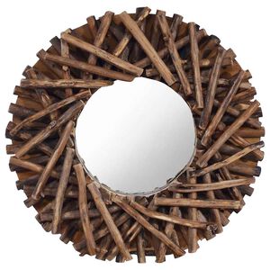 vidaXL N&aacute;stenn&eacute; zrkadlo 40 cm teakov&eacute; drevo okr&uacute;hle