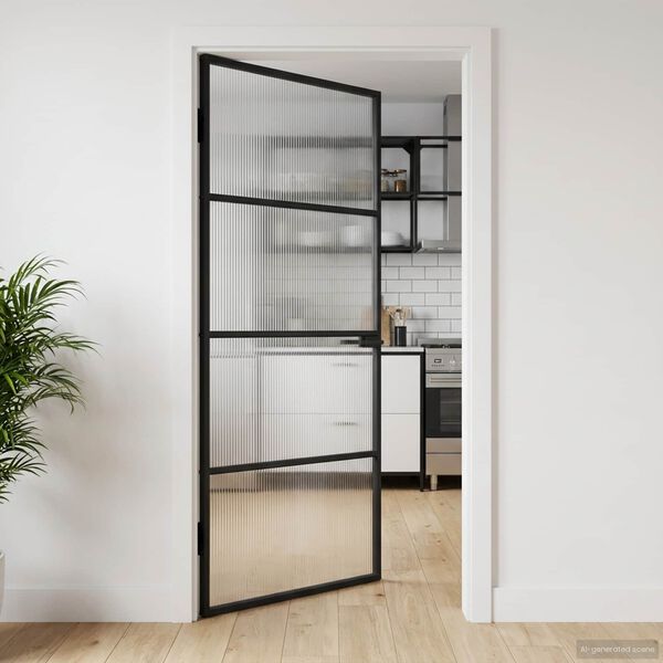 vidaXL Domov&eacute; dvere 102 x 201,5 x 3,5 cm Hlin&iacute;k a tvrden&eacute; sklo