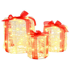 vidaXL Dekor&aacute;cia Darčekovej &Scaron;katule 3 pcs Tepl&aacute; biela 20 x 20 x 21 cm