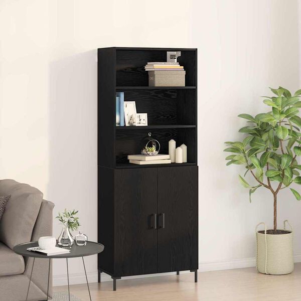 vidaXL Highboard Čierny dub 69,5 x 34 x 180 cm Kompozitn&eacute; drevo